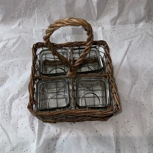 Wicker glass utensil holder